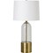 Signature Home Collection Set of 2 Antique Brass Table Lamp with Off White Cotton Shade 27.5"